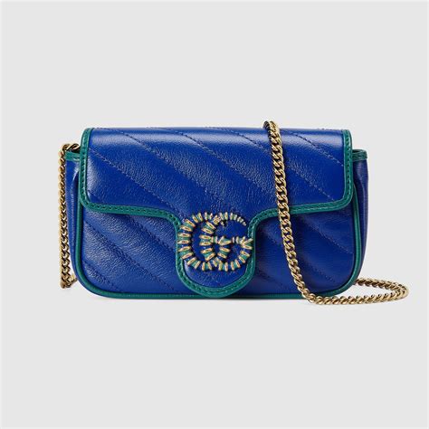 borsa gucci blu con catena|Gucci Mini borsa GG Marmont bicolore con catena.